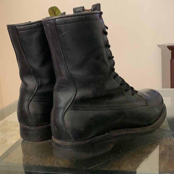 ARMORED US MILITARY BLACK LEATHER BOOTS MEN'S SIZE US 9D VINTAGE 4/70 VIETNAM - Picture 7 of 15